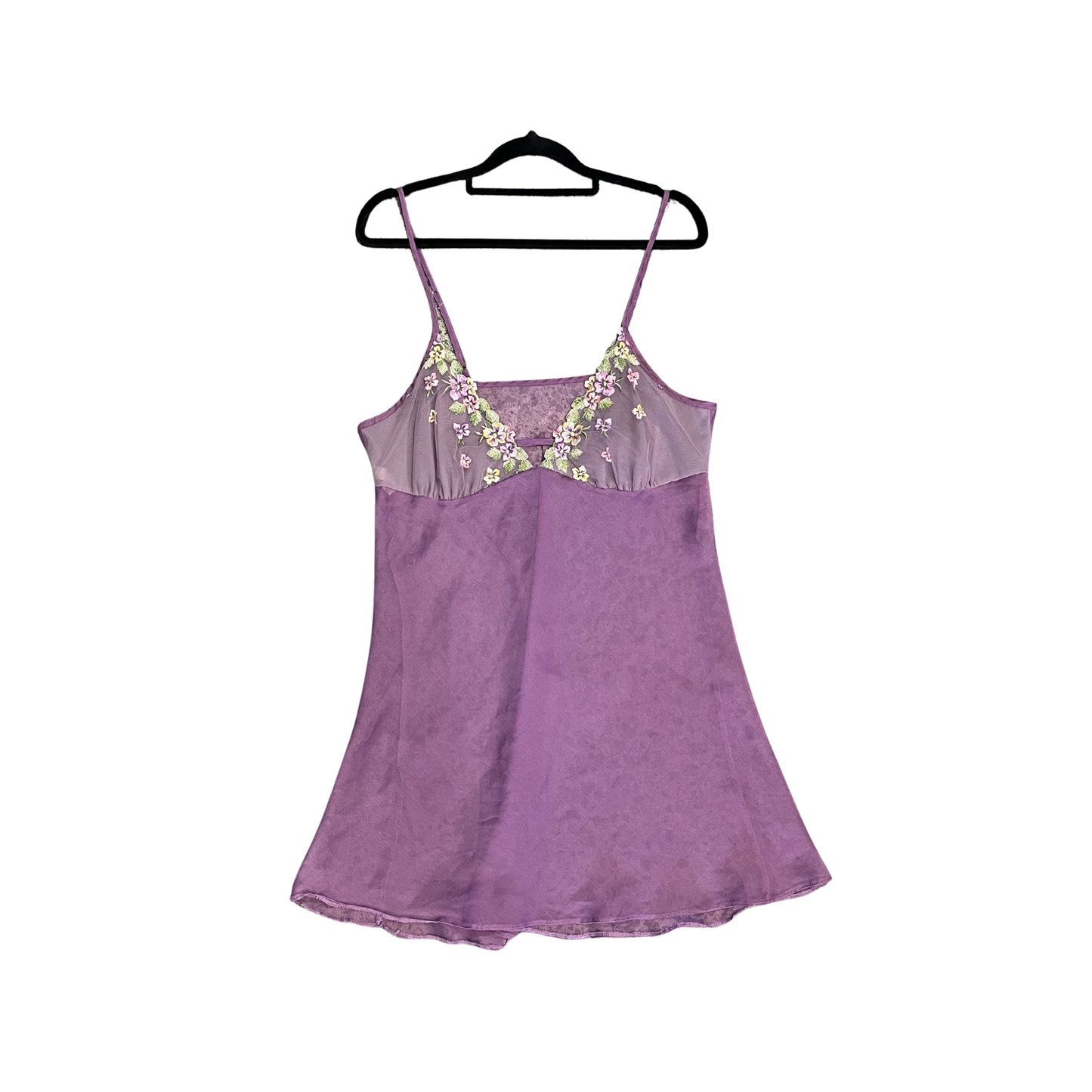 Purple mesh vintage Floral Brest Cami mini dress P0426