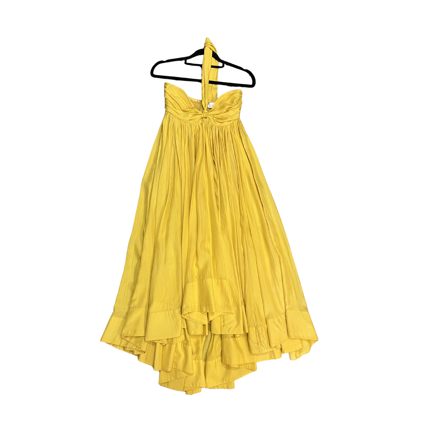 ZIMMERMAN Yellow silk strapless puff Maxi Dress