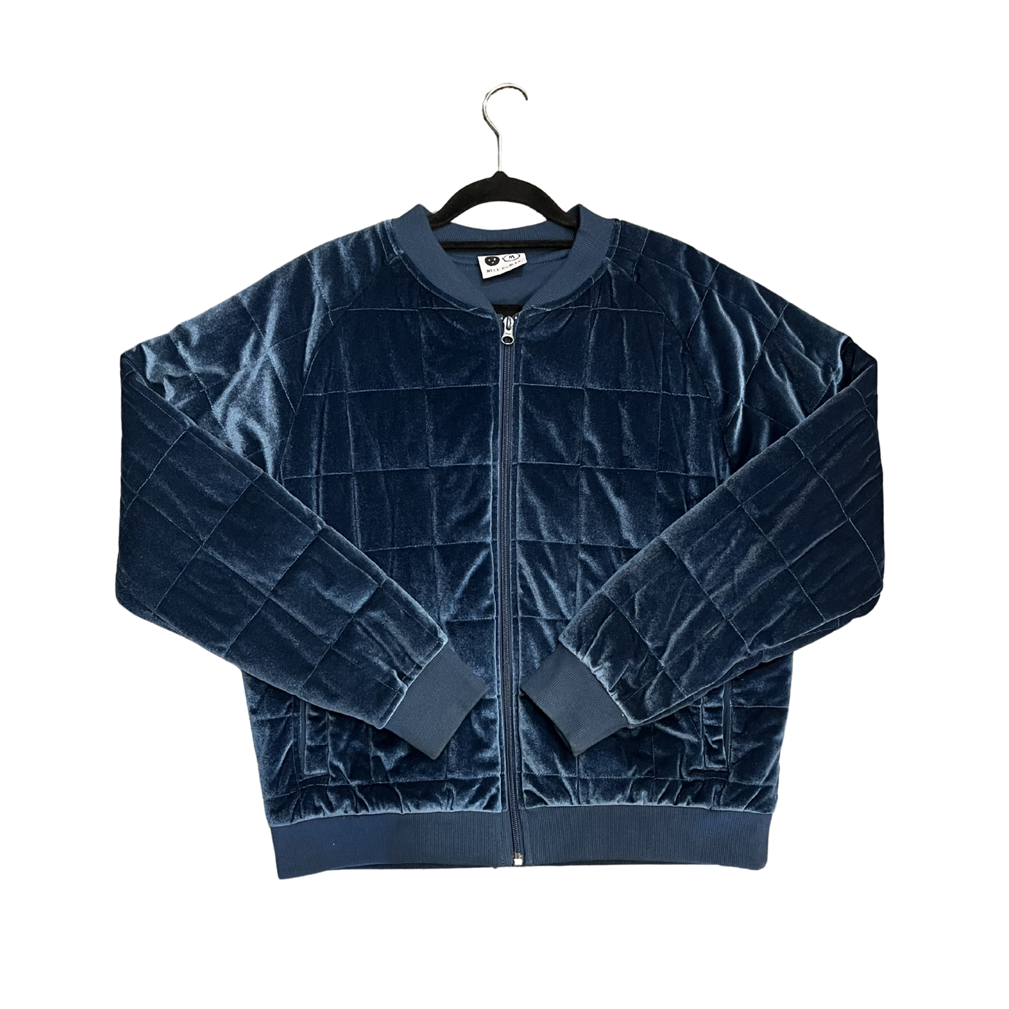NICE HUMAN blue vevet like bomber B0626