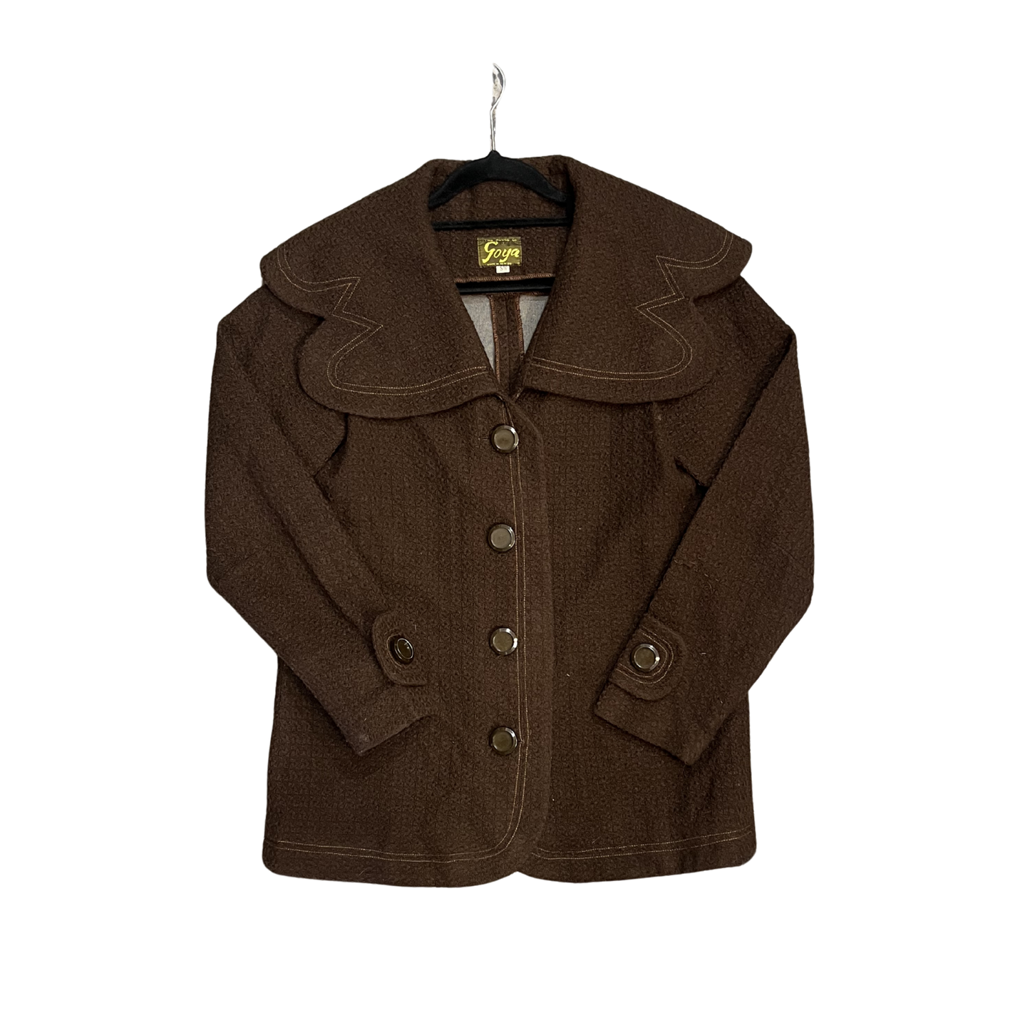 GOYA brown Vintage Cropped Large collar Jacket B0626