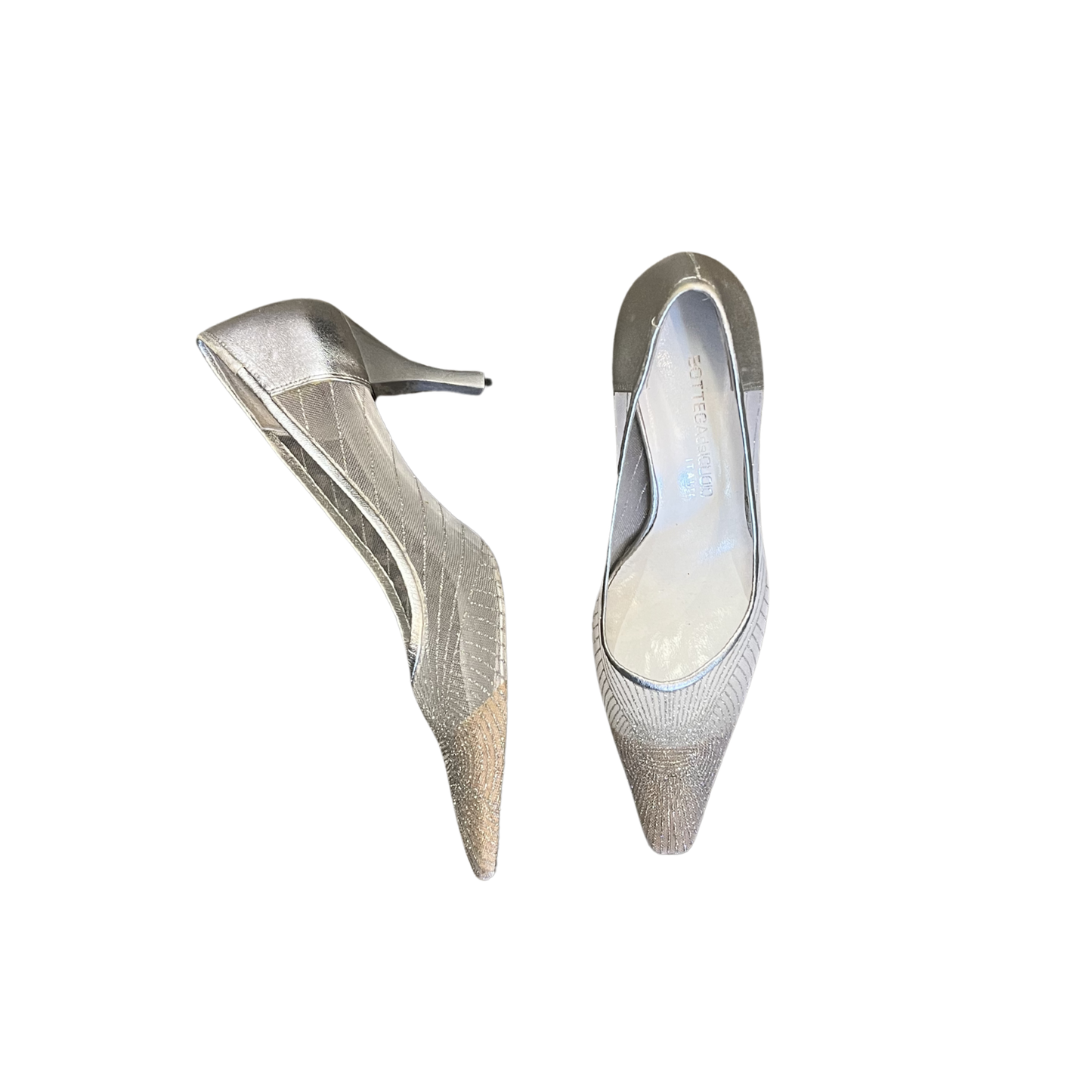 BOTTEGA NEW DNR square toe silver pumps Y1025