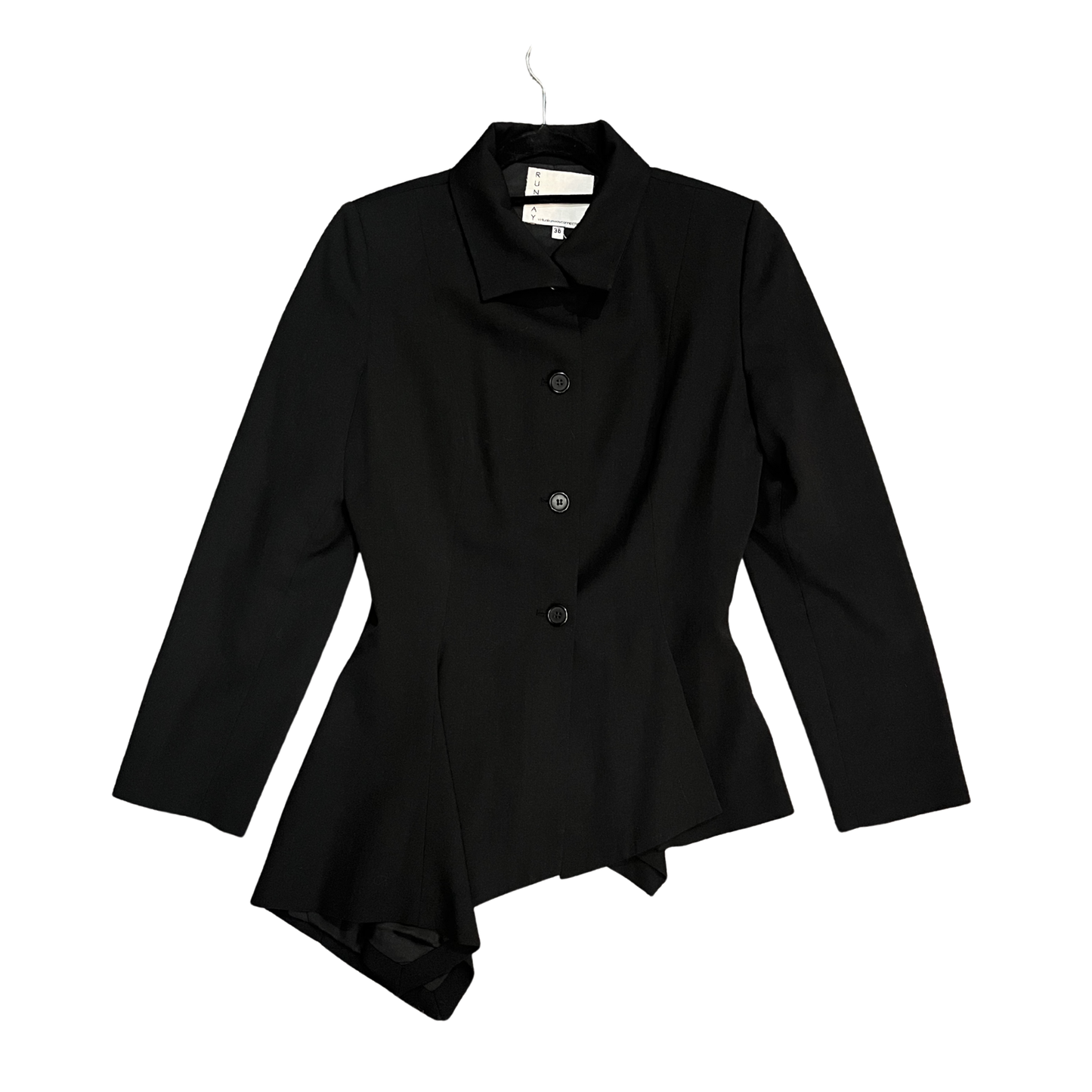 RUNWAY black Pleated bottom smart jacket P0526