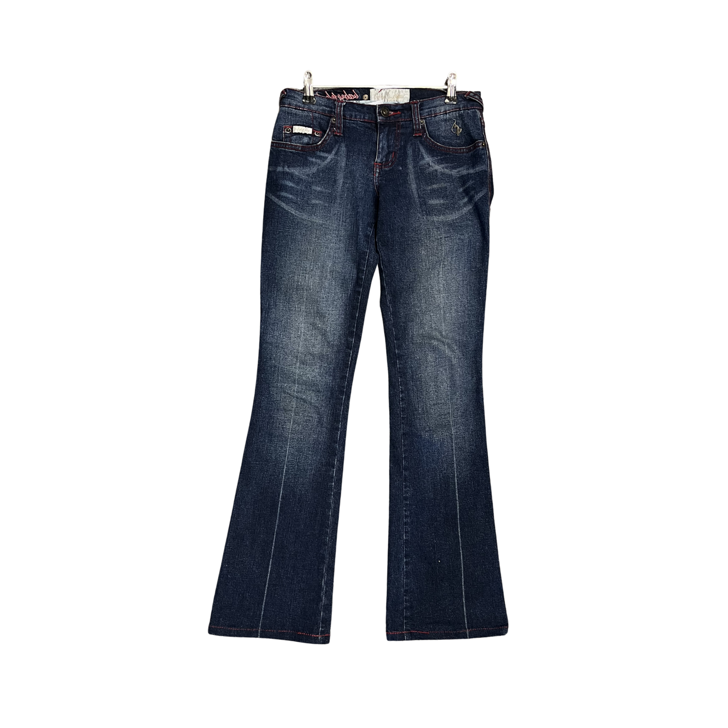BABY PHAT dark wash red stitch Vintage low rise bootcut Jenas B0526