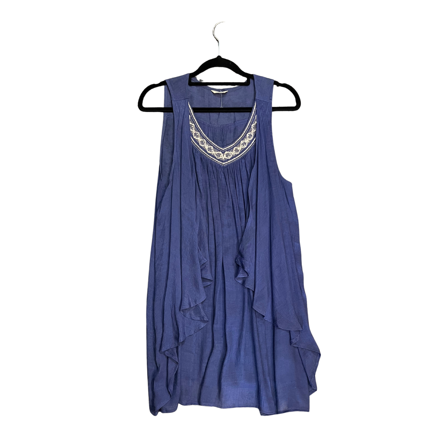 CINEMA CLUB Blue Sequin embroidered collar tank P0126