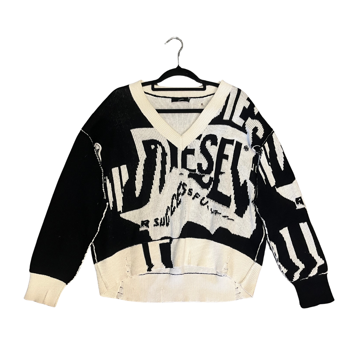 DIESEL black white knitted cotton Sweater P0726