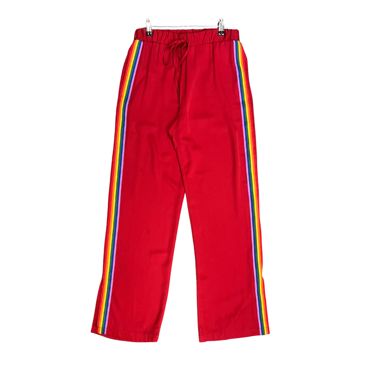 RECLAIMED VINTAGE red rainbow stripe pants Y0526