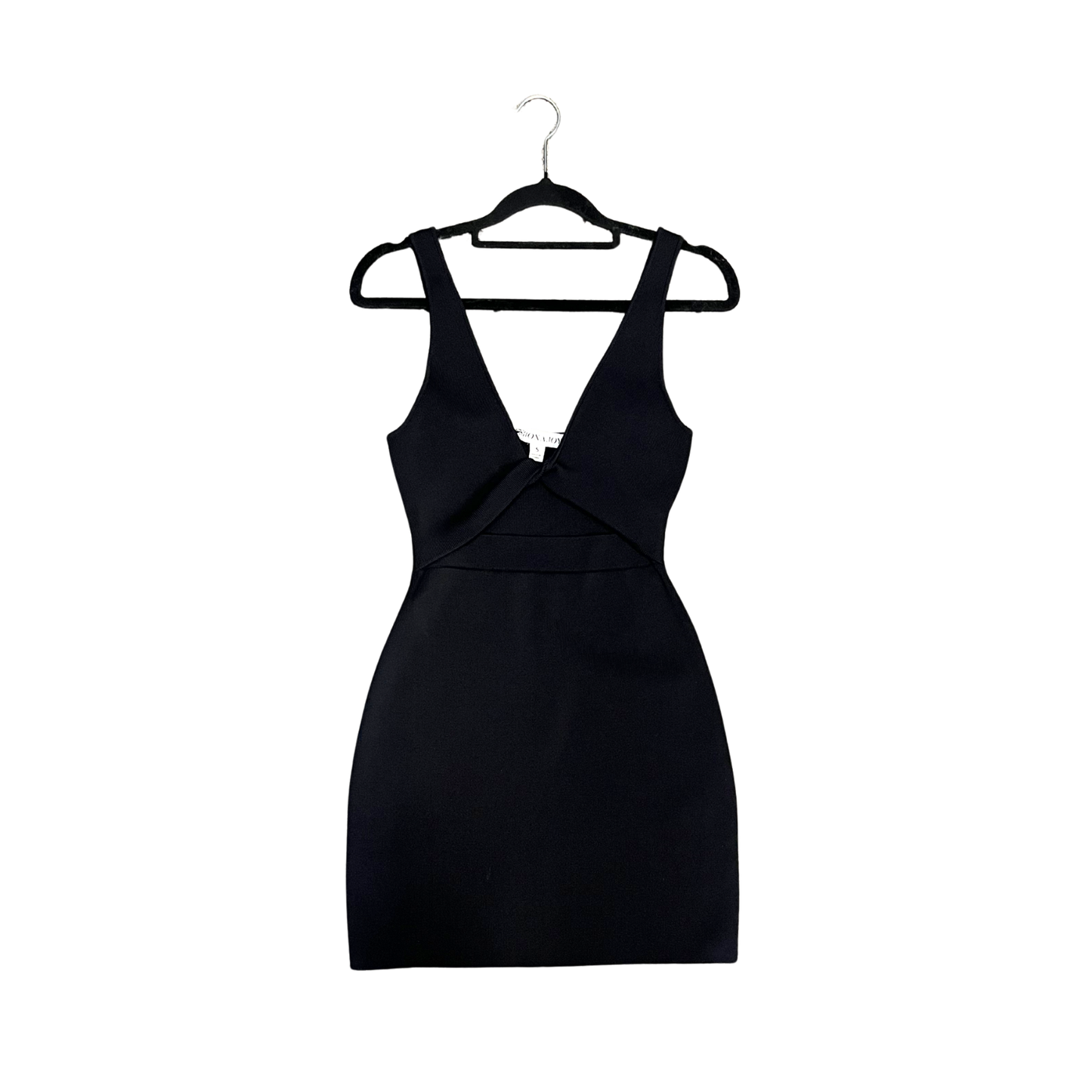 SHONA JOY black Cross prest cutout mini Dress P0726