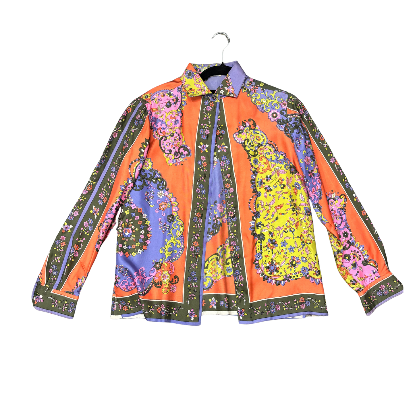 EMILIO PUCCI Vintage Silk Purple pink Floral Shirt B0625