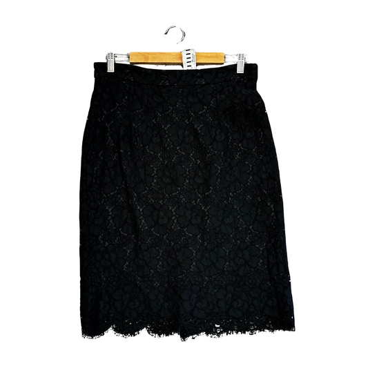 DOLCE AND GABBANA silk lined embroided black midi skirt P0525