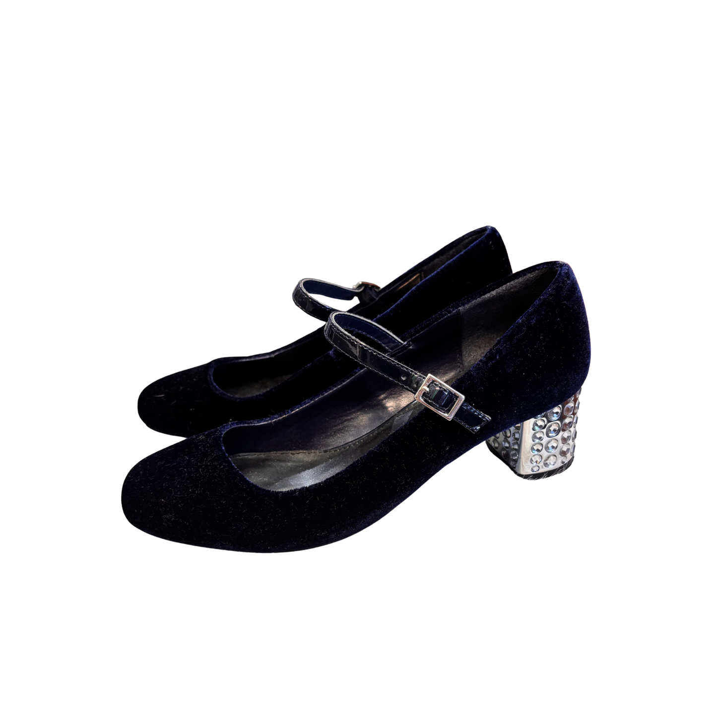 KURT GEIGER Navy Leather Velvet Mary janes B0925