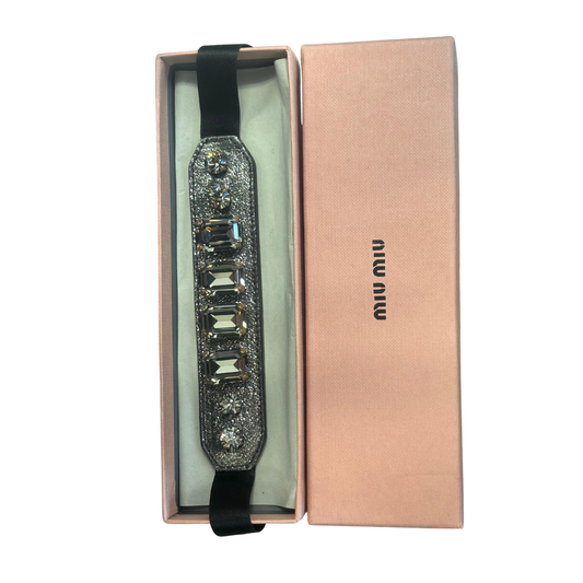 MIU MIY Black Strap jewel sparkle silver chocker R0425