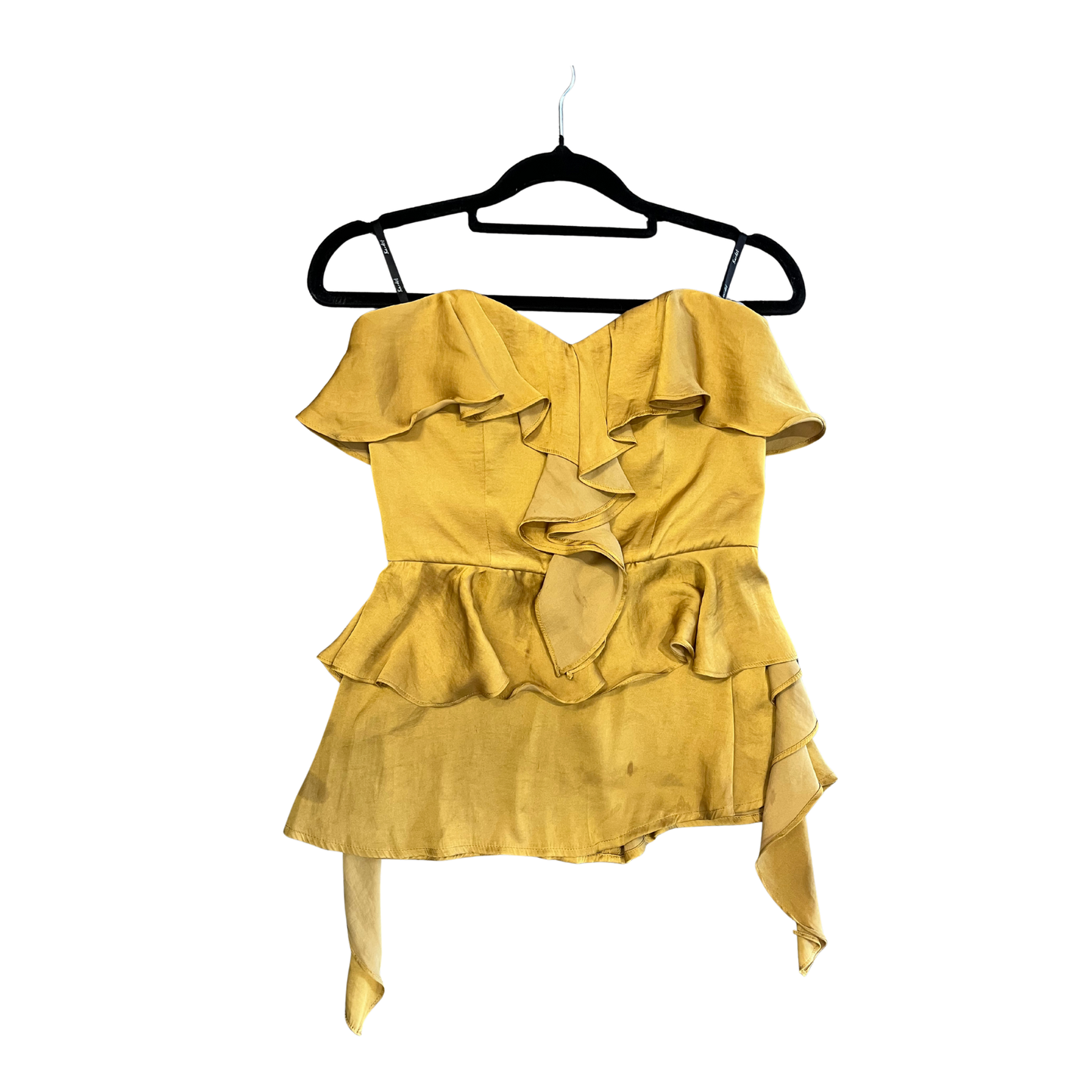 BARDOT mustard frill layer Strapless Top B0525