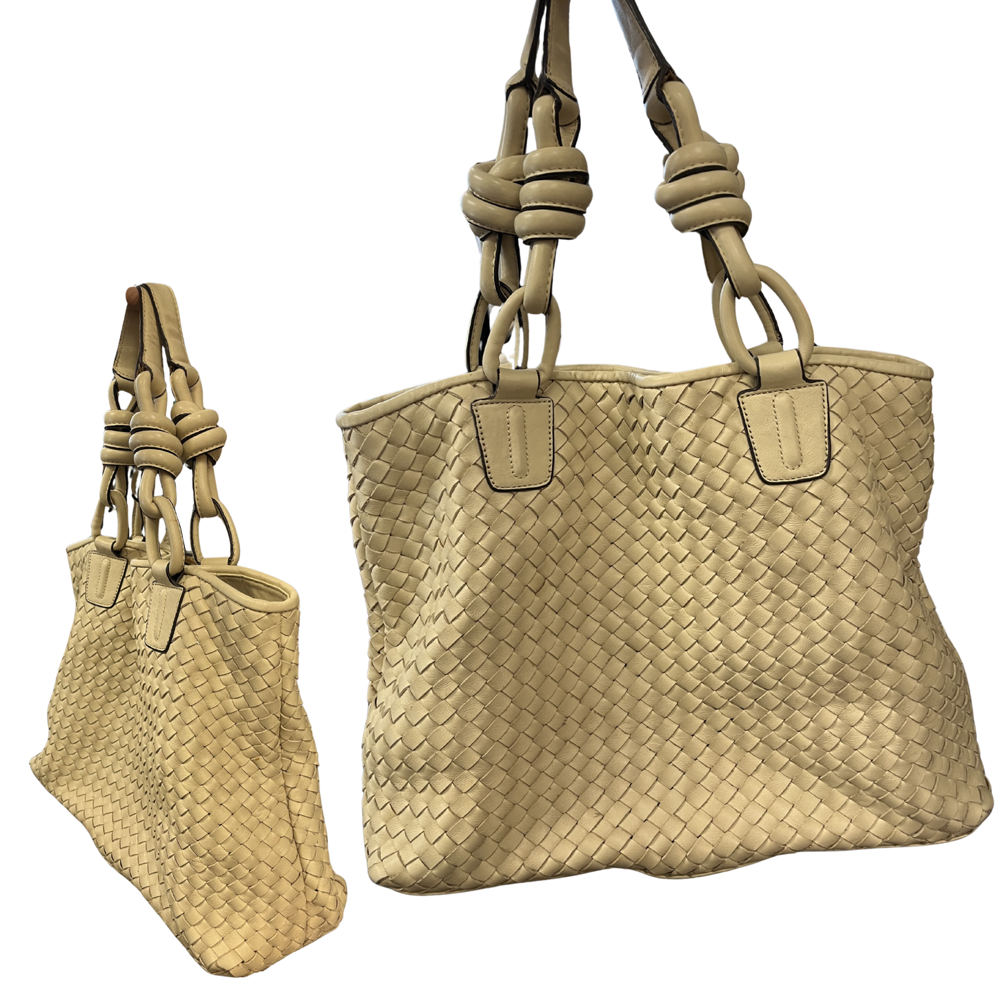 EPISODE White Cream Leather woven bag P0126