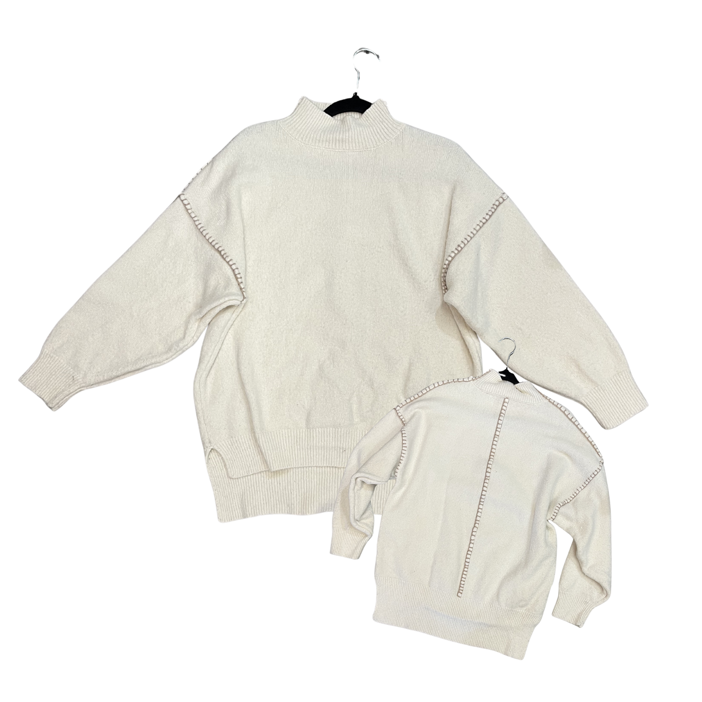 CLASSICAL ELF white black Stitch turtle neck Sweater Y0226