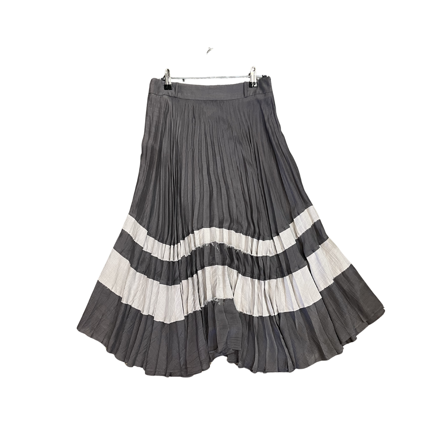 KATE SYLVESTER grey pleated stripe maxi skirt Y1125