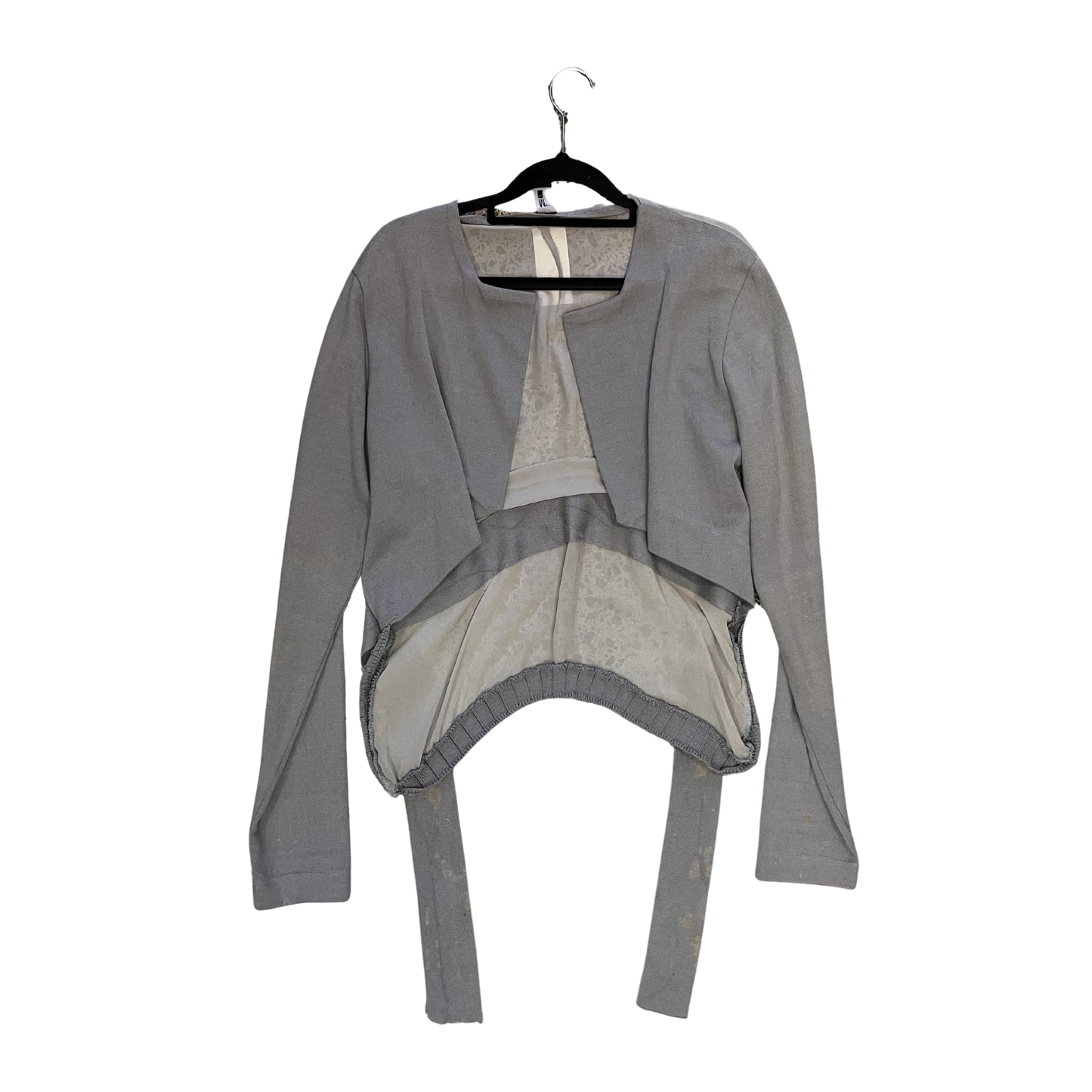 MILD RED Vintage Grey Sheer SIlk Tie Cardigan Y0725