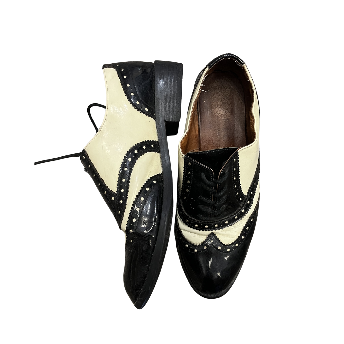 OFFICE vintage Black white lace up loafers B0226
