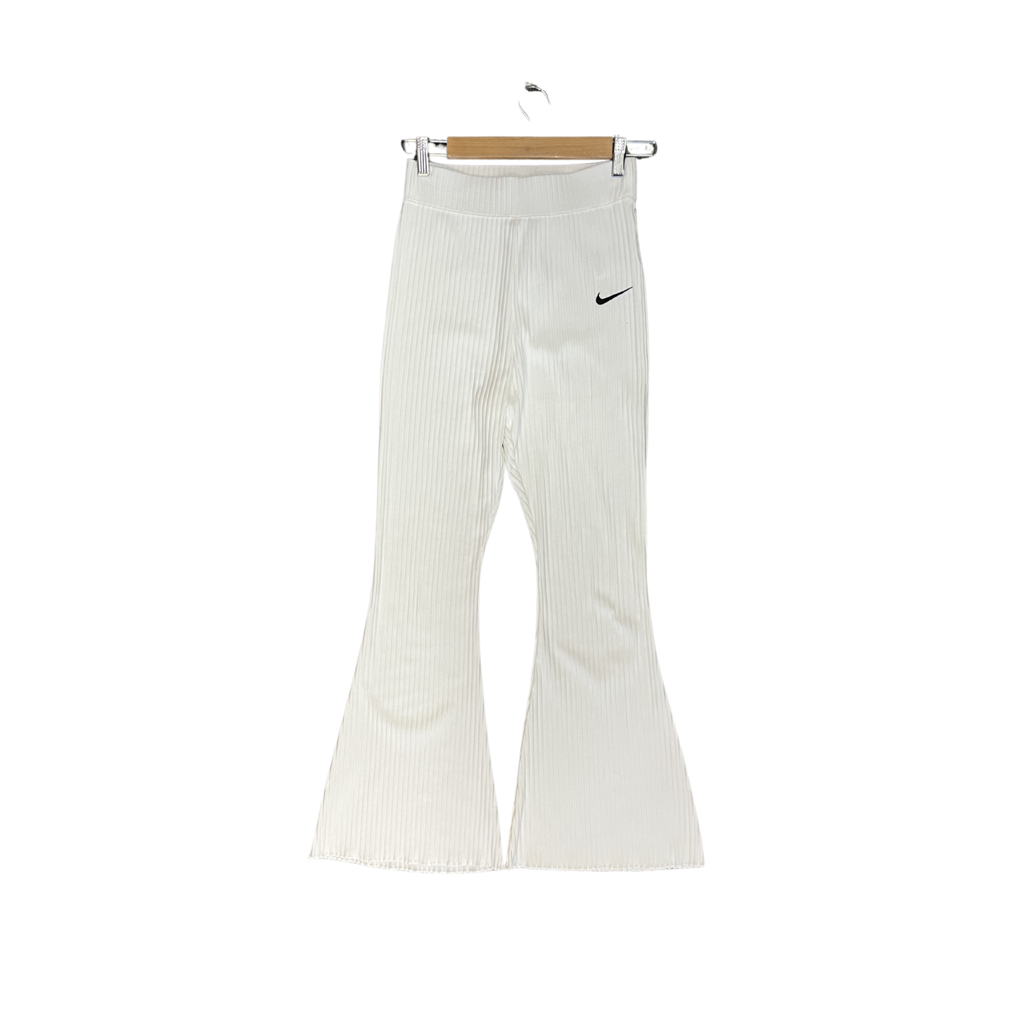 NIKE White ribbed flare pants B0326