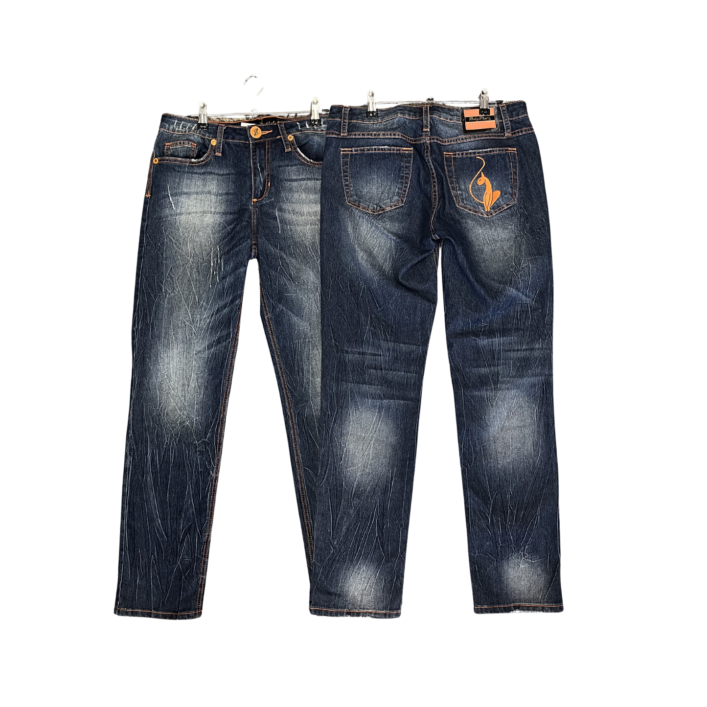 BABY PHAT Dark washed orange stritch lowrise skinny jeans P0226