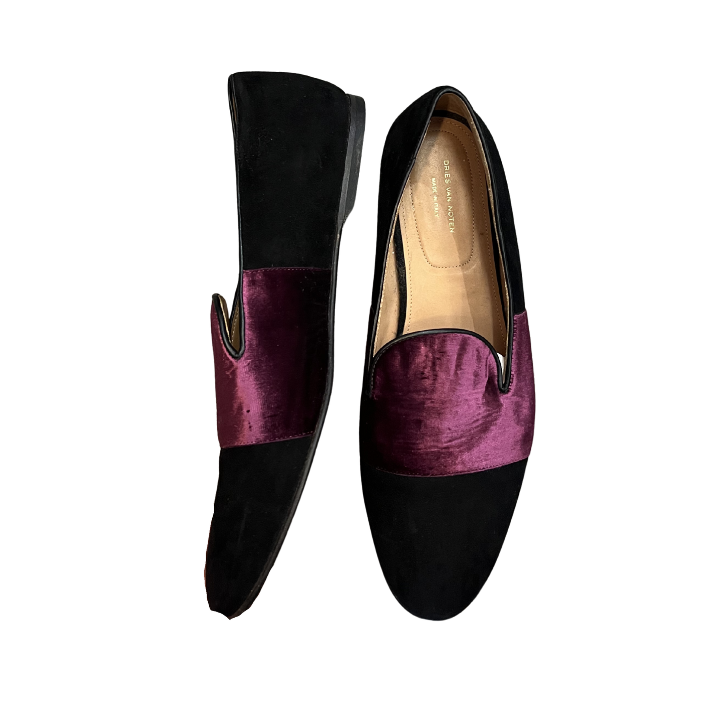 DRIES VAN NOTEN Leather Velvet flats P0226