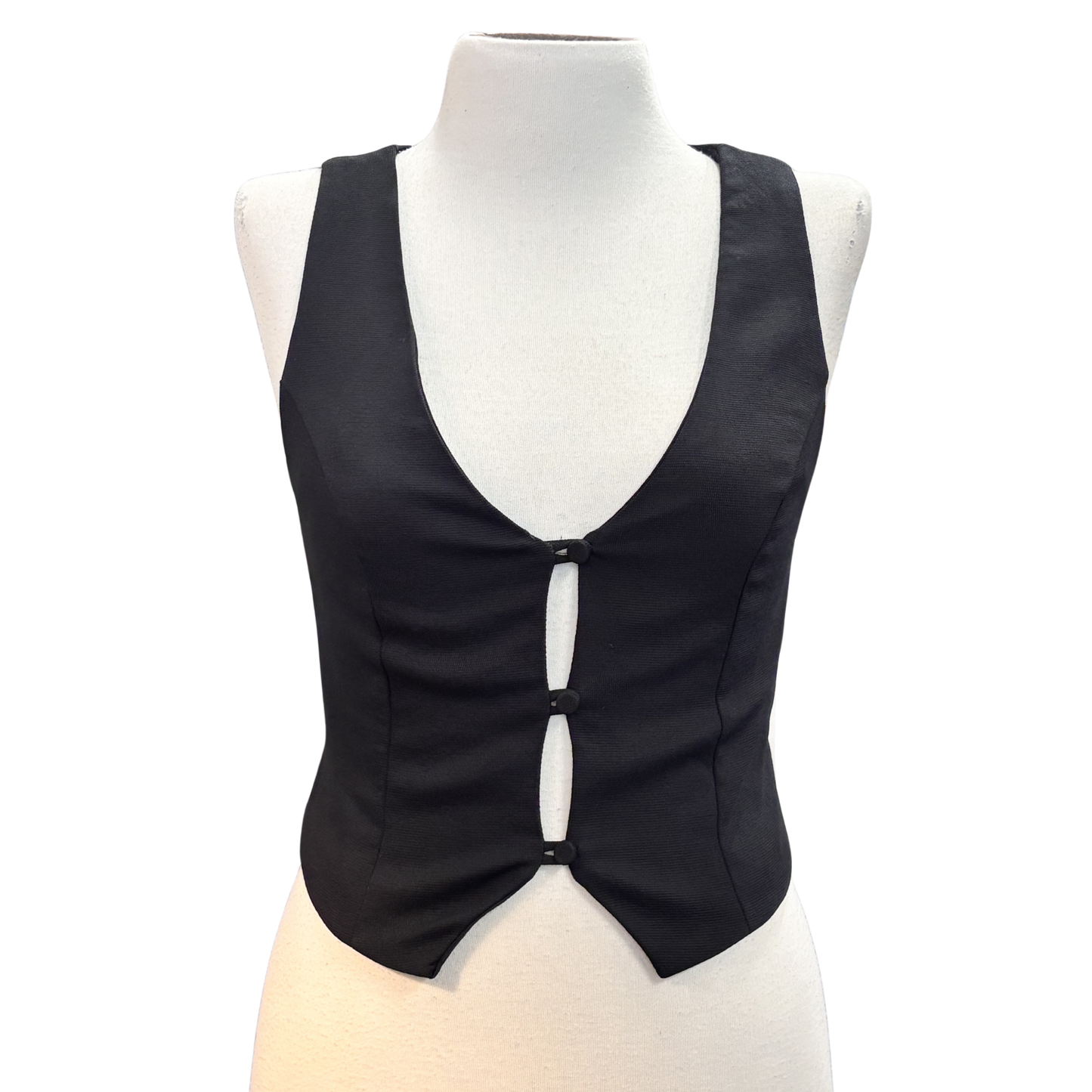 KOOKAI black cropped Wasitcoat top P0326