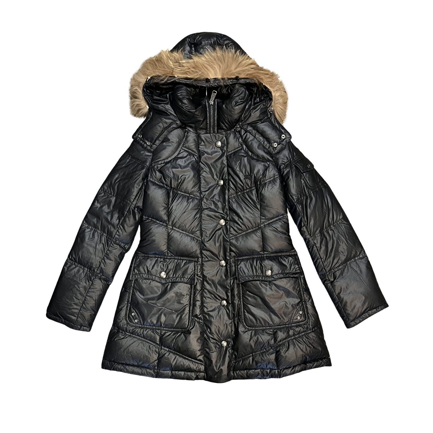 BURBERRY black (no proof of authenticity) Furhood Longs puffer trench P0526