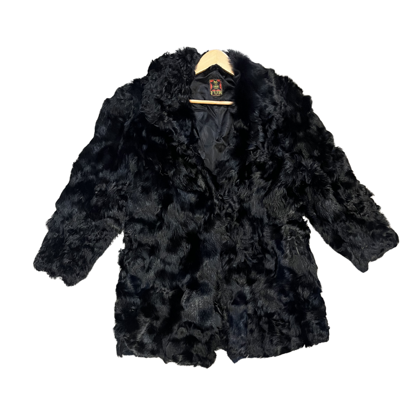 FUR Vintage Black fur Coat Y0626