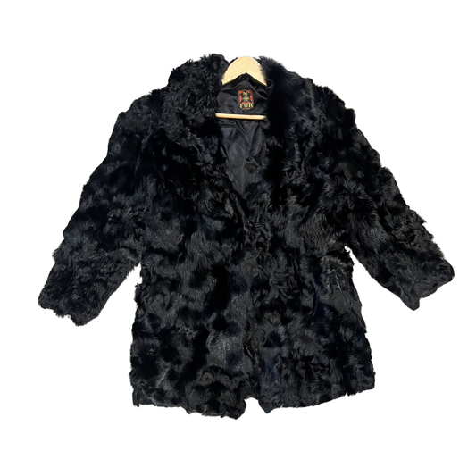 FUR Vintage Black fur Coat Y0626