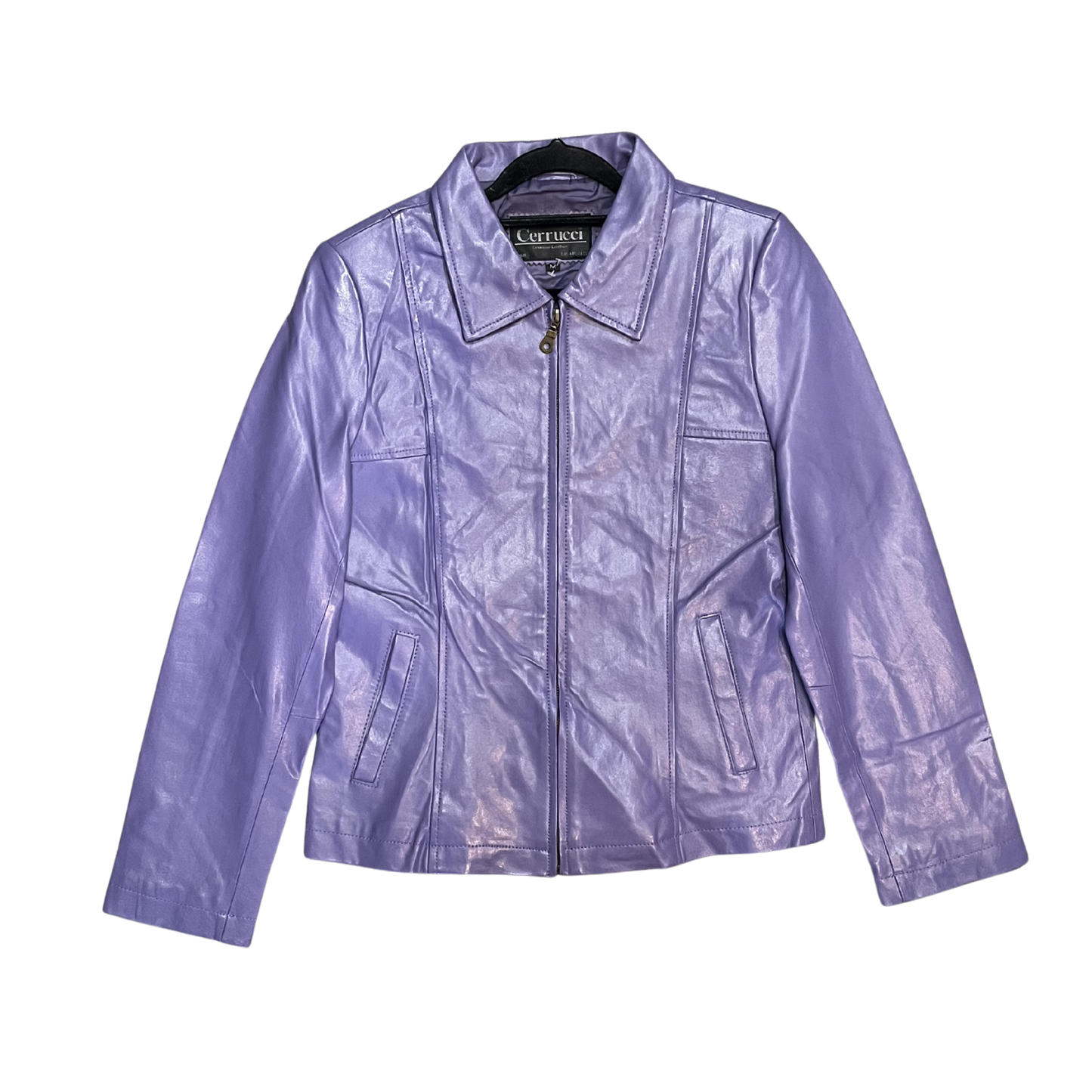 CERRUCCI purple vintage Leather zip jacket P0526