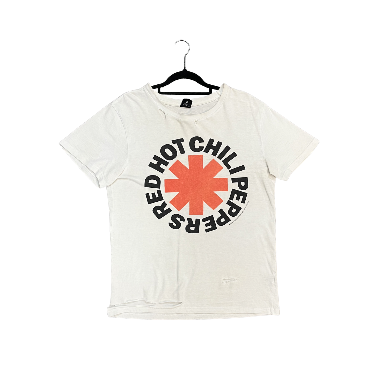 RED HOT CHILLI PEPPERS distressed style white cotton Grpahic tee R0426