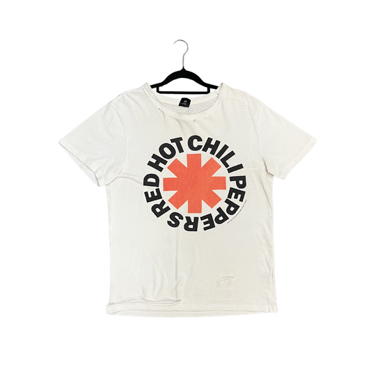 RED HOT CHILLI PEPPERS distressed style white cotton Grpahic tee R0426