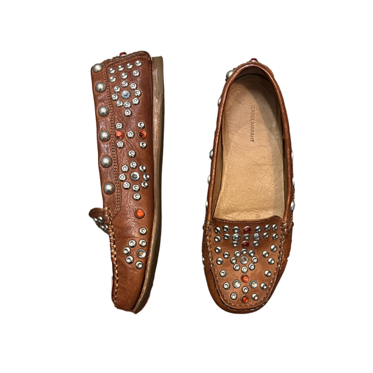 ISABEL MARANT brown Studded leather loafers B0526