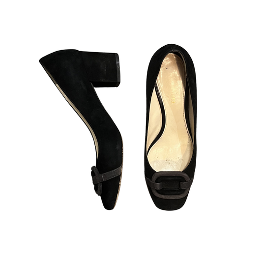 MAX MARA suede black vintage Circle detail heels Y0626