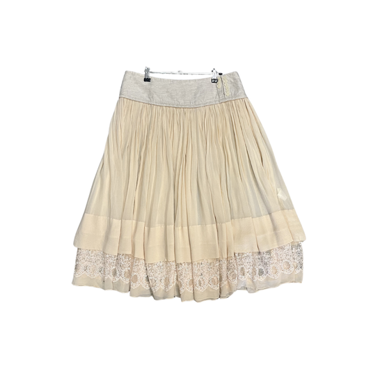 TRELSIE COOPER Peach leace bottom SIlk Midi skirt (missing buttons) B0526
