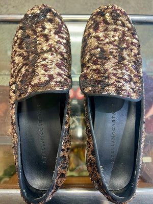 Stella McCartney Leopard /Silver sequin Platform Sneakers