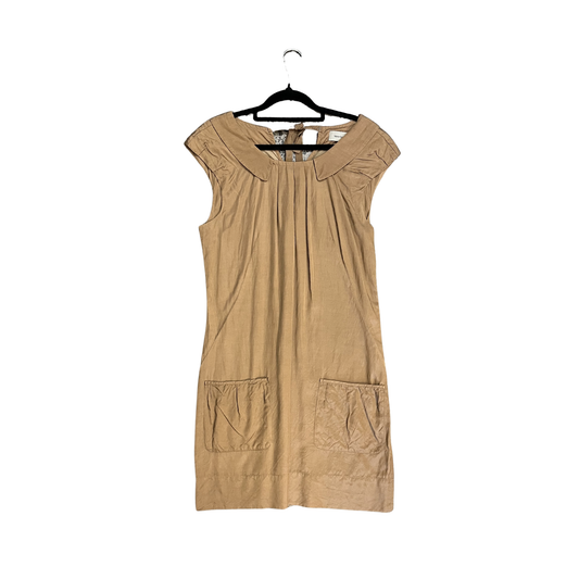 VERONIKA MAINE brown Shiny Collared sleevless mini dress R0426