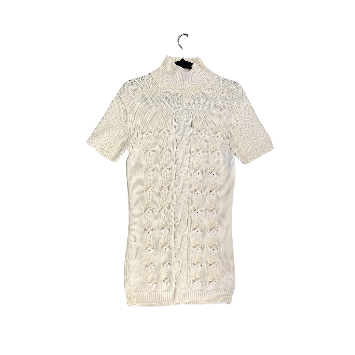 VERSACE Vintage Cream Knitted wool highneck vest Mini Dress B0326