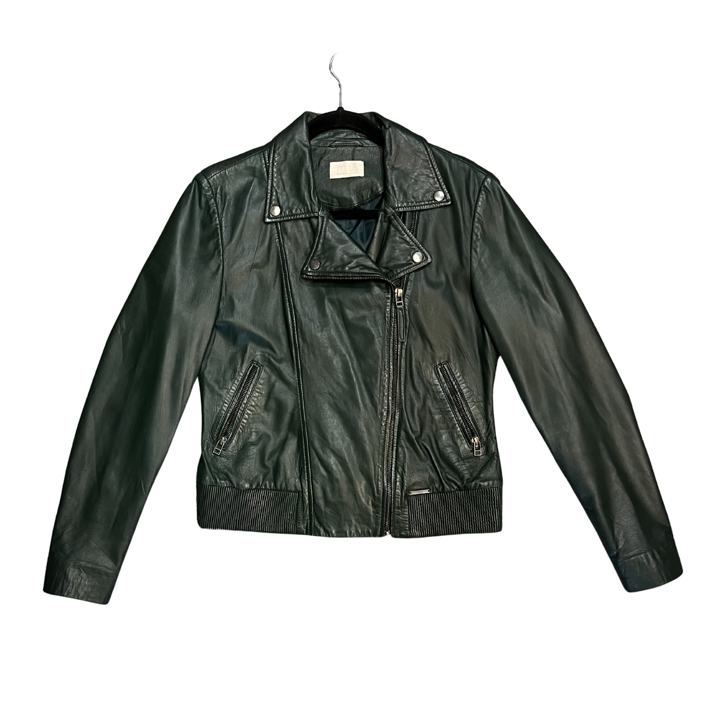 MINUS green leather Biker style jacket R0626