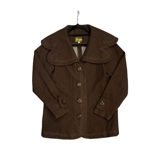 GOYA brown Vintage Cropped Large collar Jacket B0626