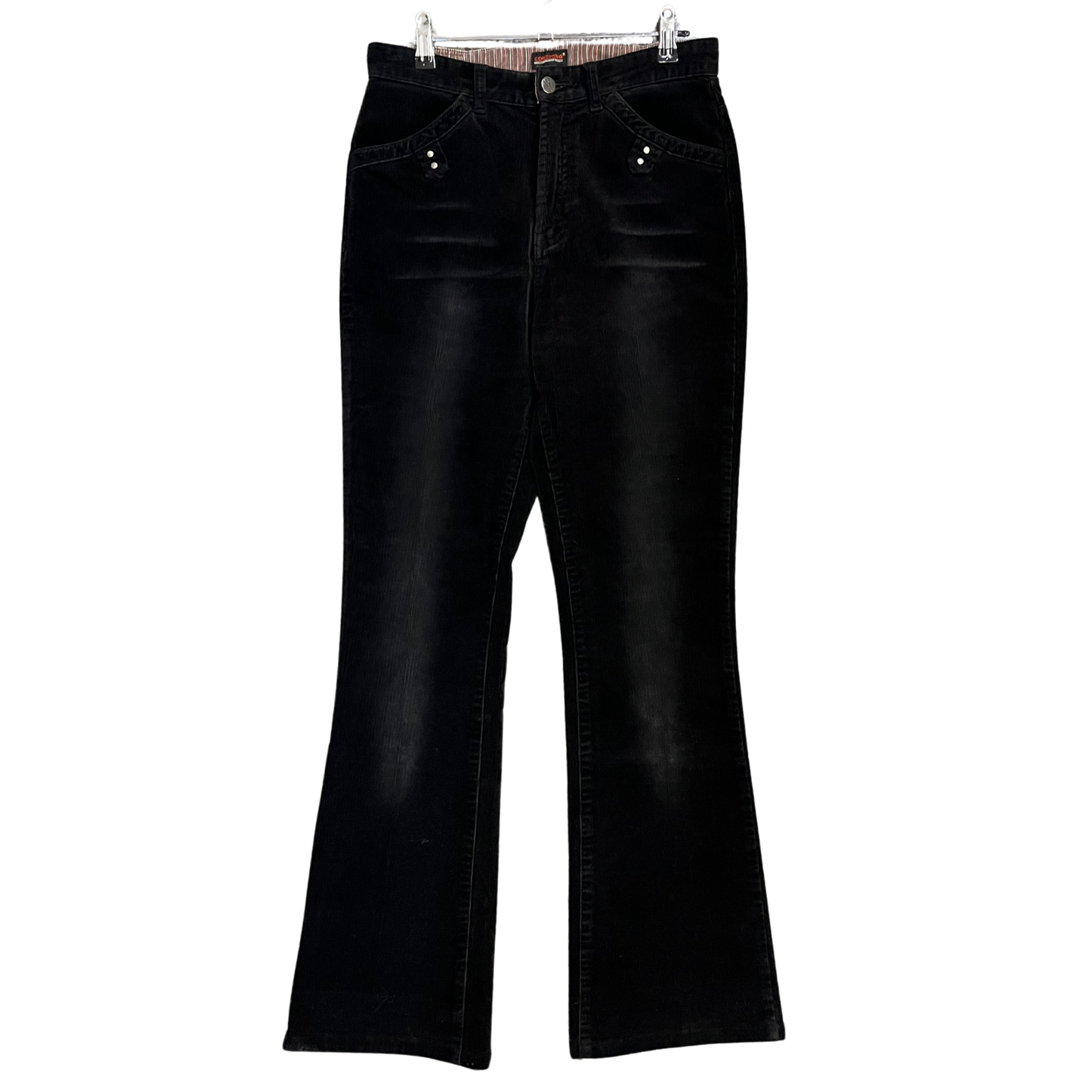 CONSHING black vintage Plush Bootcut Pants P0526