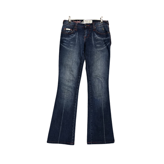 BABY PHAT dark wash red stitch Vintage low rise bootcut Jenas B0526
