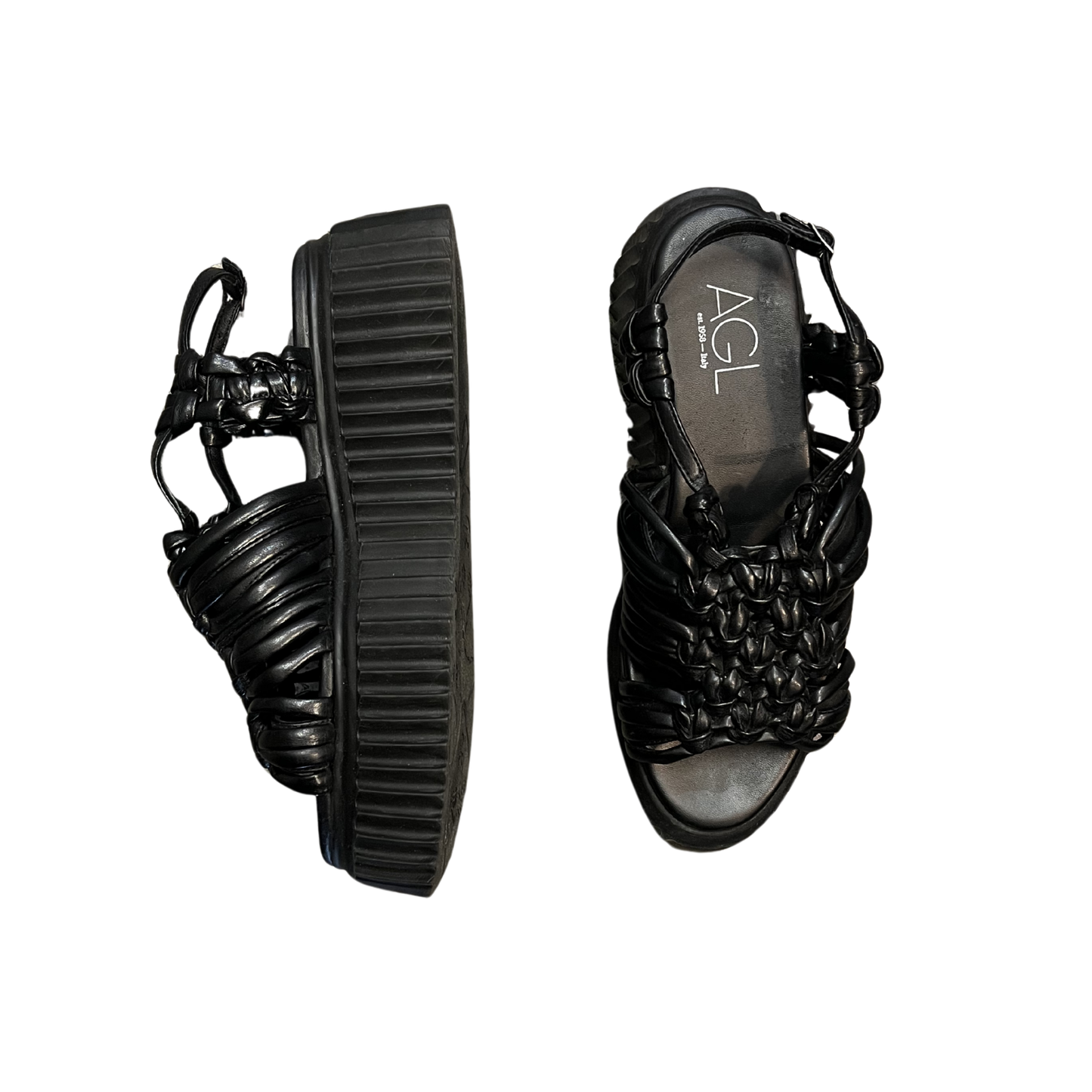 AGL black Rope Platformed Sandals B0626