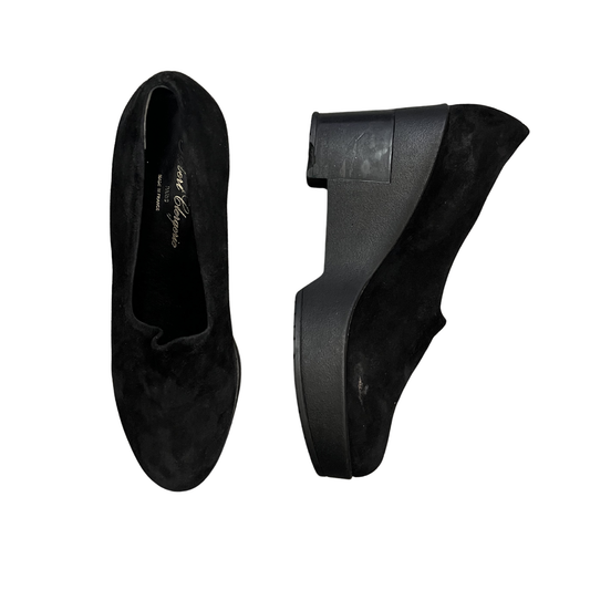 ROBERT CLERGERIE Black Leather suede Heeled Slip loafers B0626