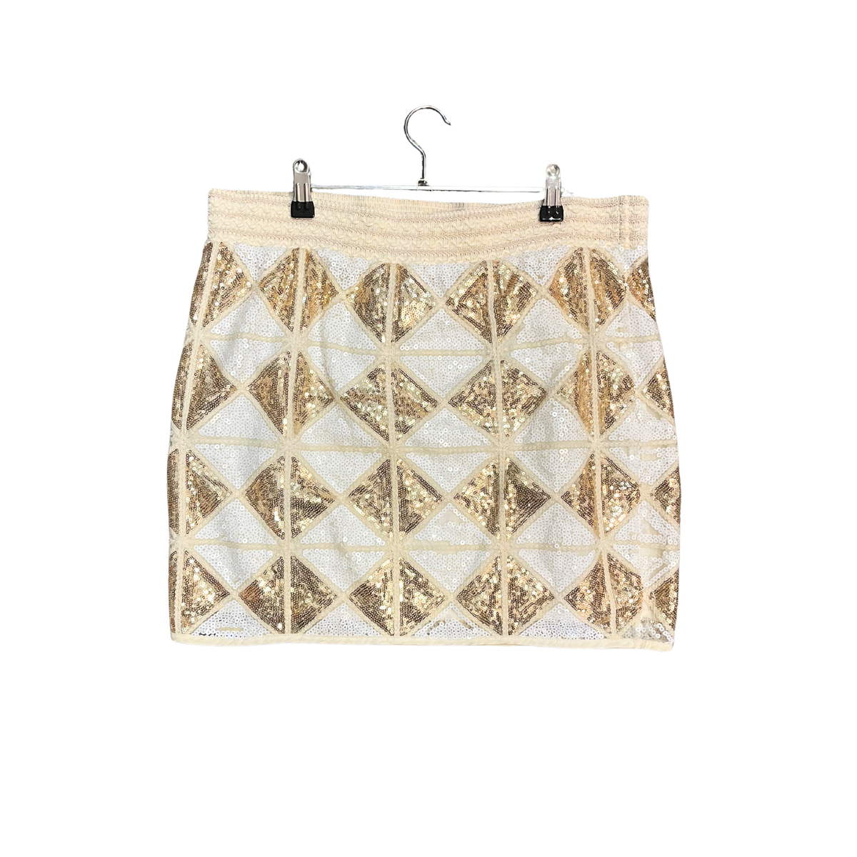 AUGUSTINE cream White gold Sequin Mini Skirt Y0626