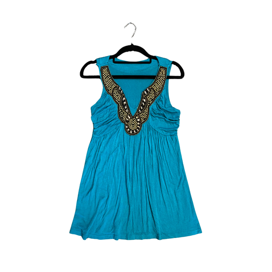 GREEN vintage bedazzled jem neck tank Y0726
