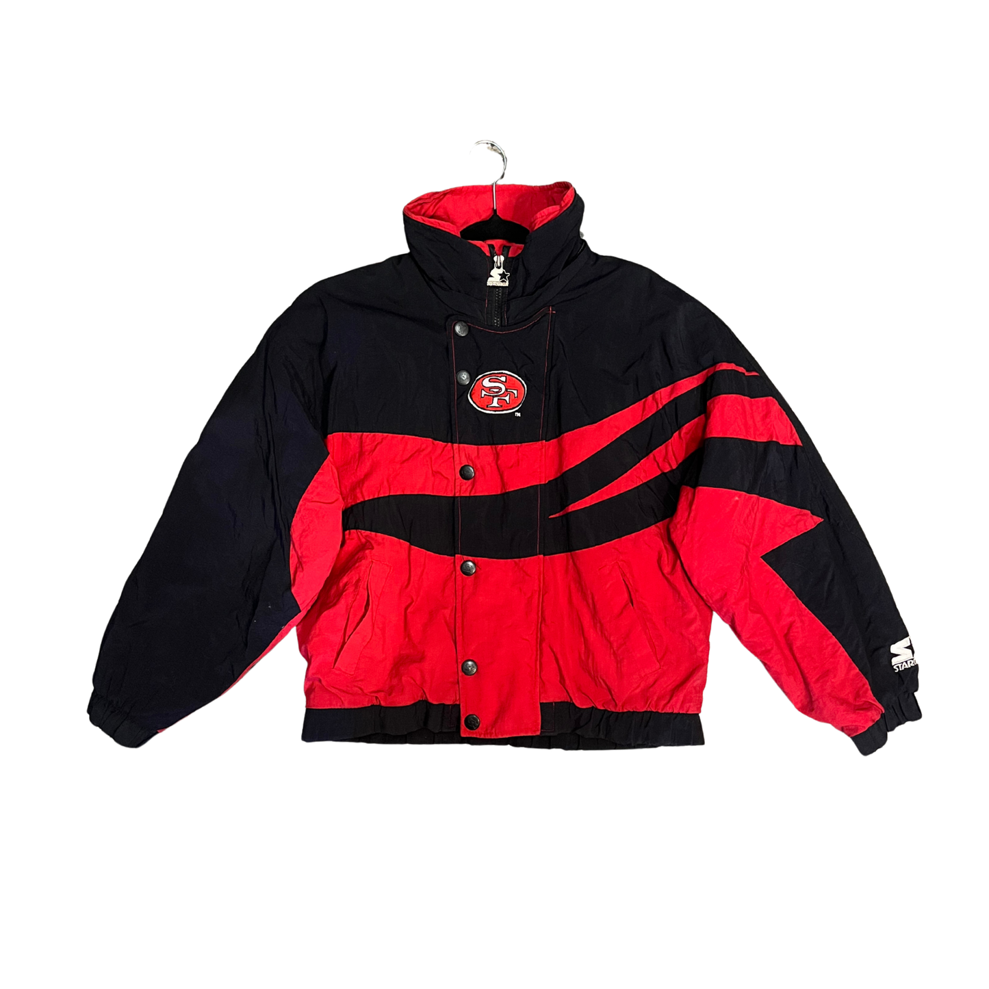 STARTER Vinatge red black Bomber Windbreaker jacket Y0826