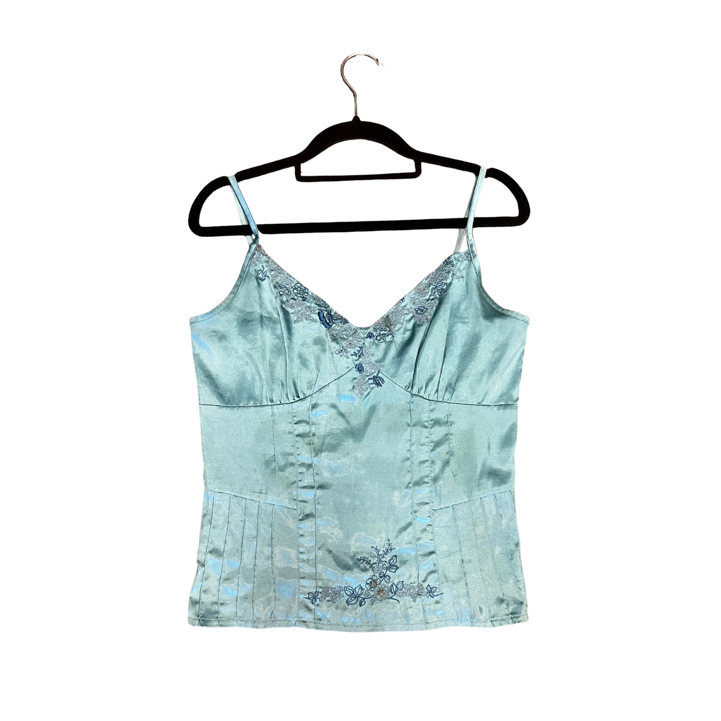 LILI vintage Teel lacey Floral Embroidered cami Y0826