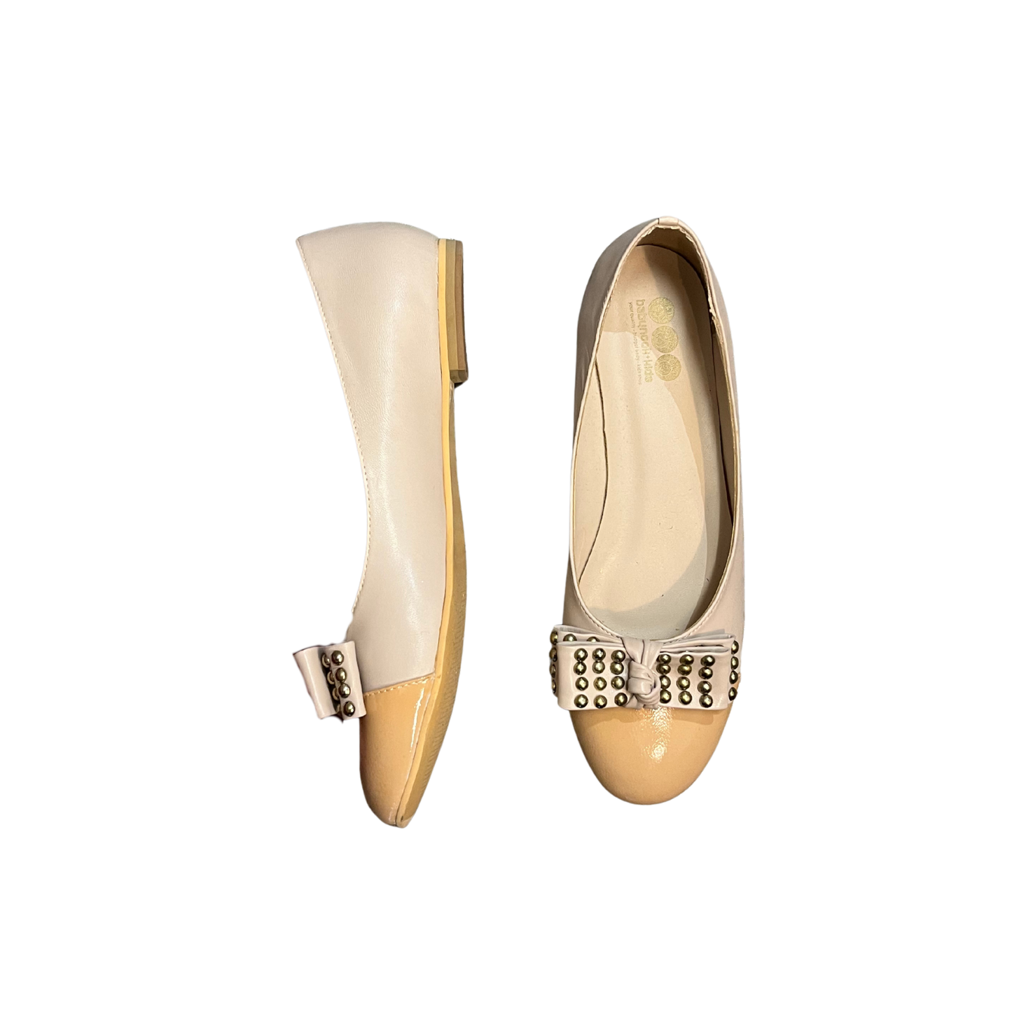 BABYNOOK KIDS cream gold studded Flats P0726