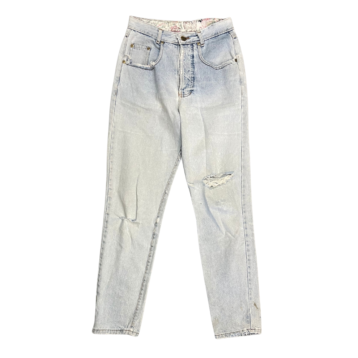 Vintage light washed ripped bum rose Lining Jeans B0526