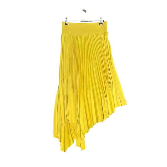 WITCHERY yellow peated Asymetrical Midi Skirt Y0826
